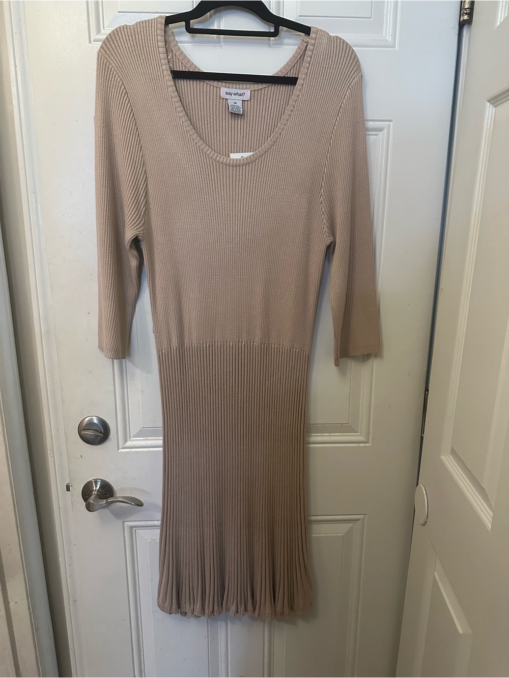 Say What? Beige & Grey Ribbed Knit Midi Dress Bundle plus size 3x NWT dress
